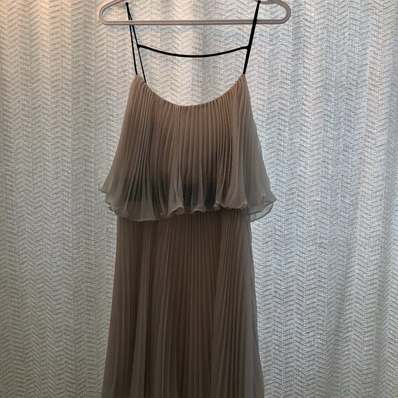 ABS Cream Color Tiered Mini Party Dress - Picture 4 of 6